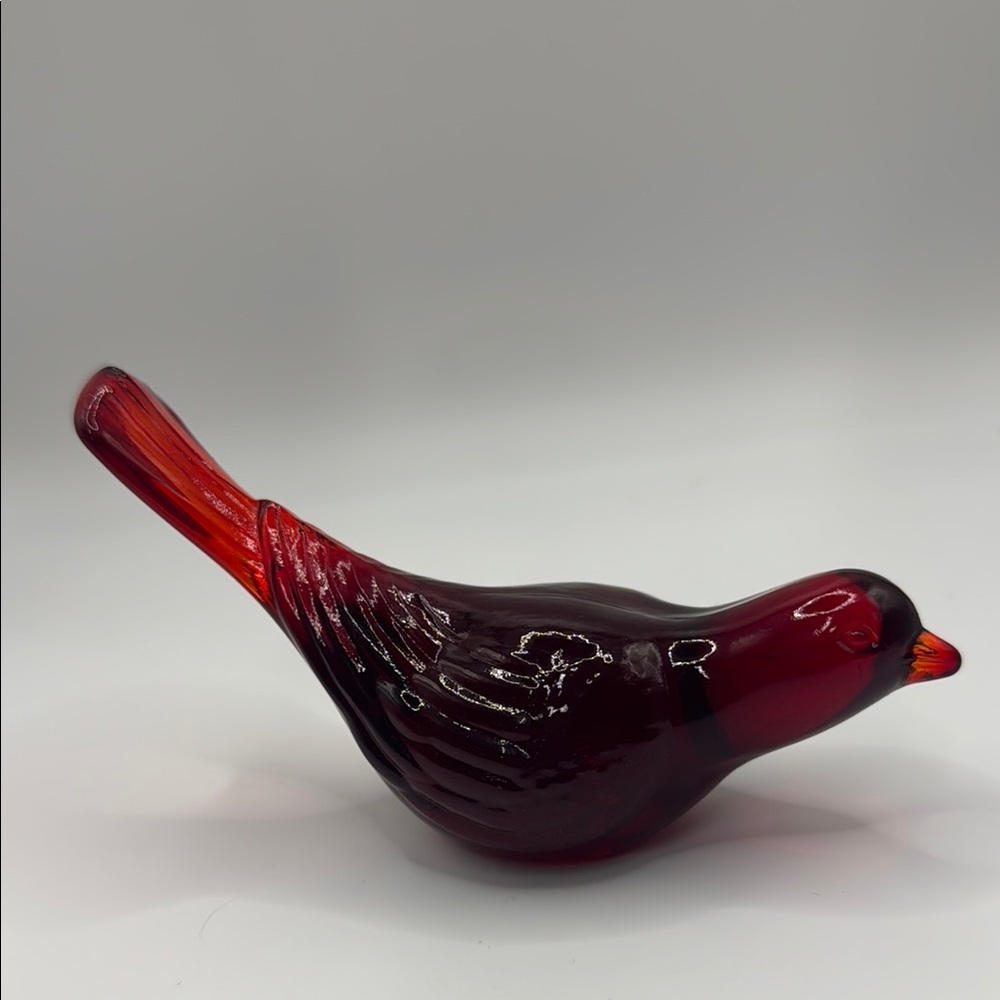 Westmoreland Glass Company Bird #RB-2 Ruby Red Amberina 1960’s Cadmium glow